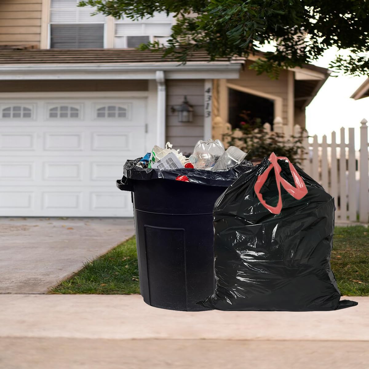 30 Gallon Drawstring Trash Bags, 150 Count Black Heavy Duty D72175