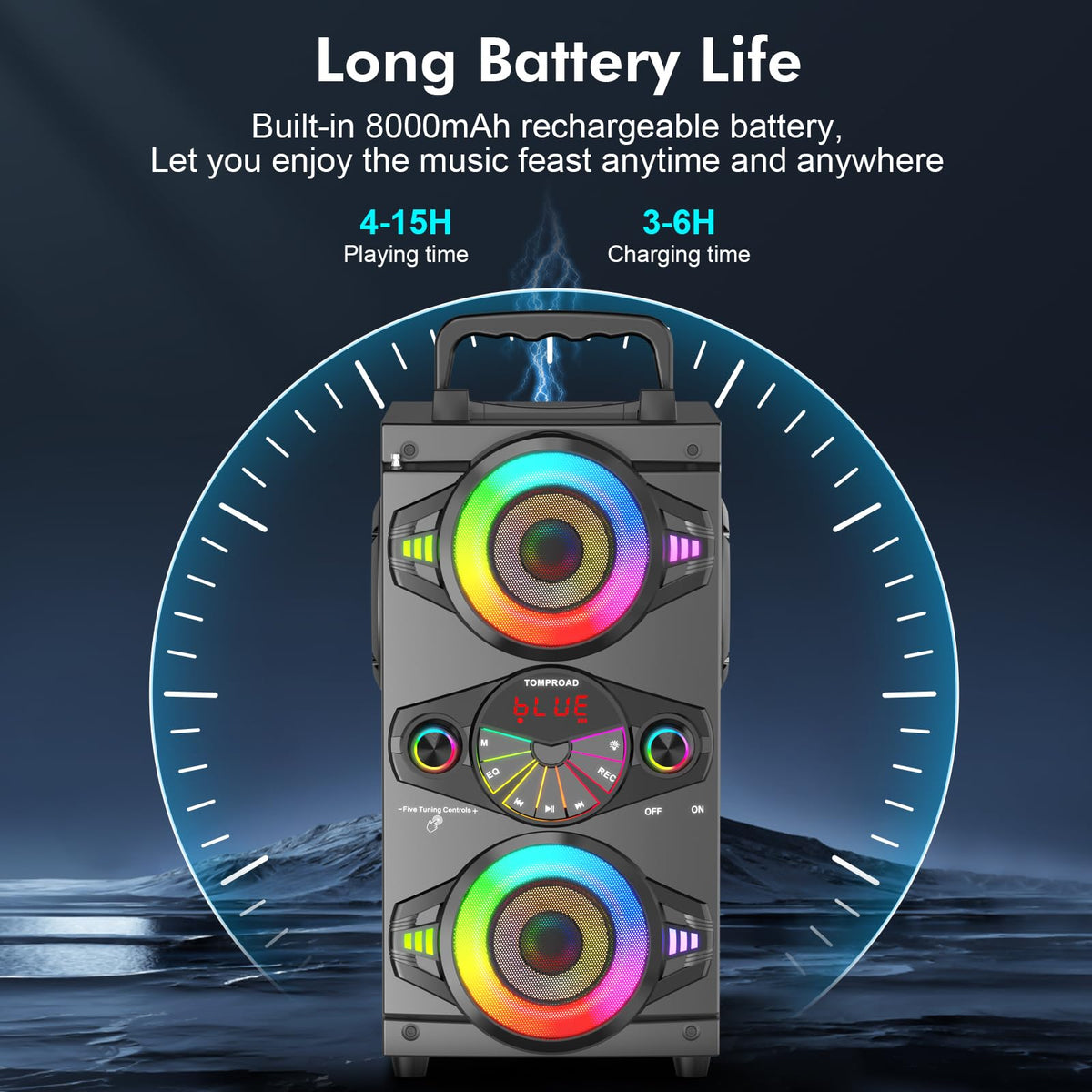 Portable Bluetooth Speakers 60W Wireless Stereo Sound E272462