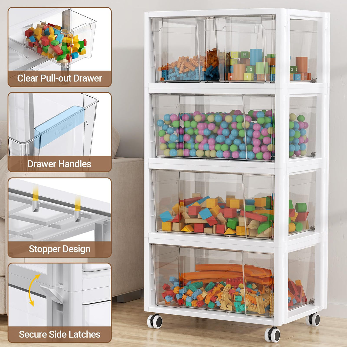 Extra Large 3 Drawer Storage Cart T946