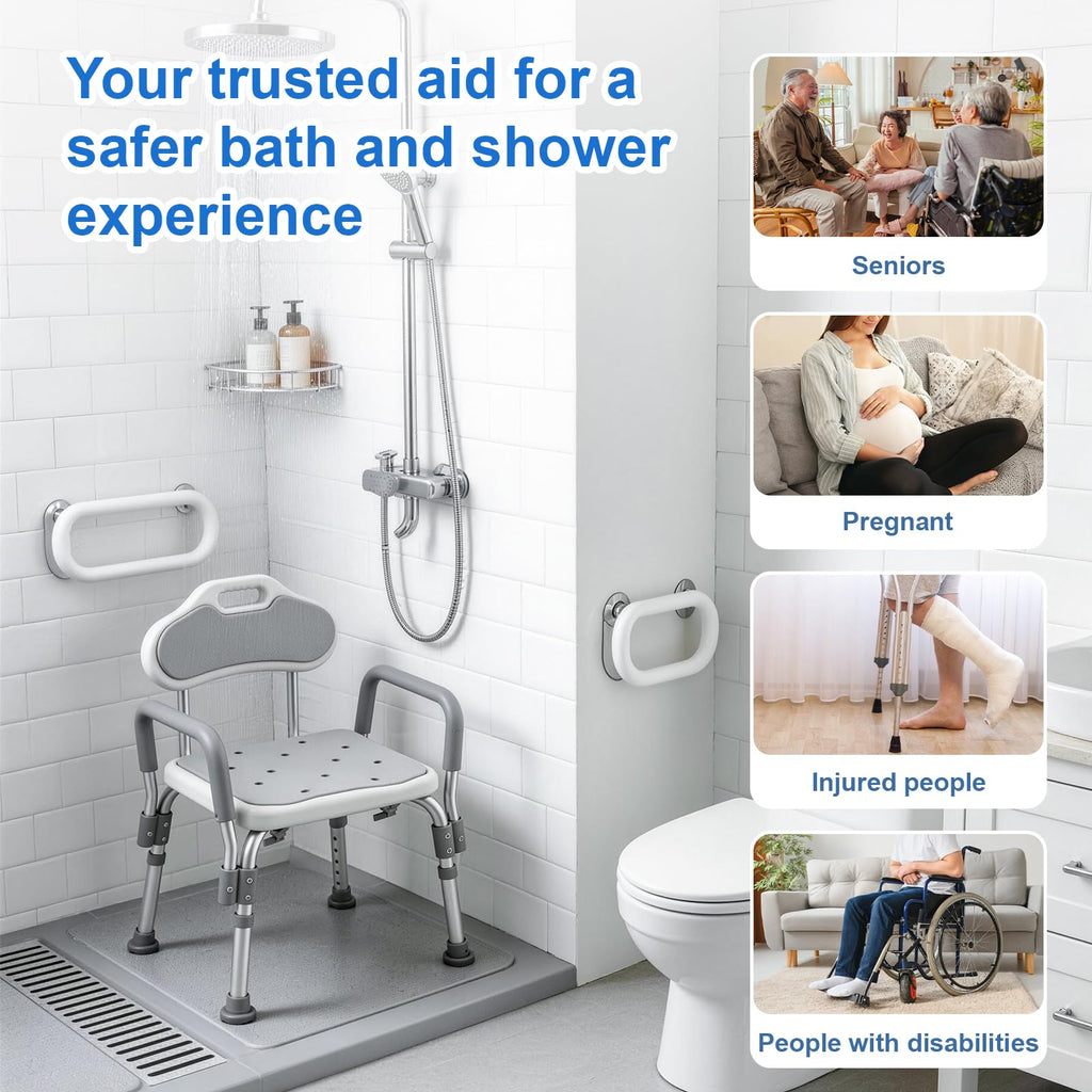Shower Chair with Padded Armrests and Back M295501