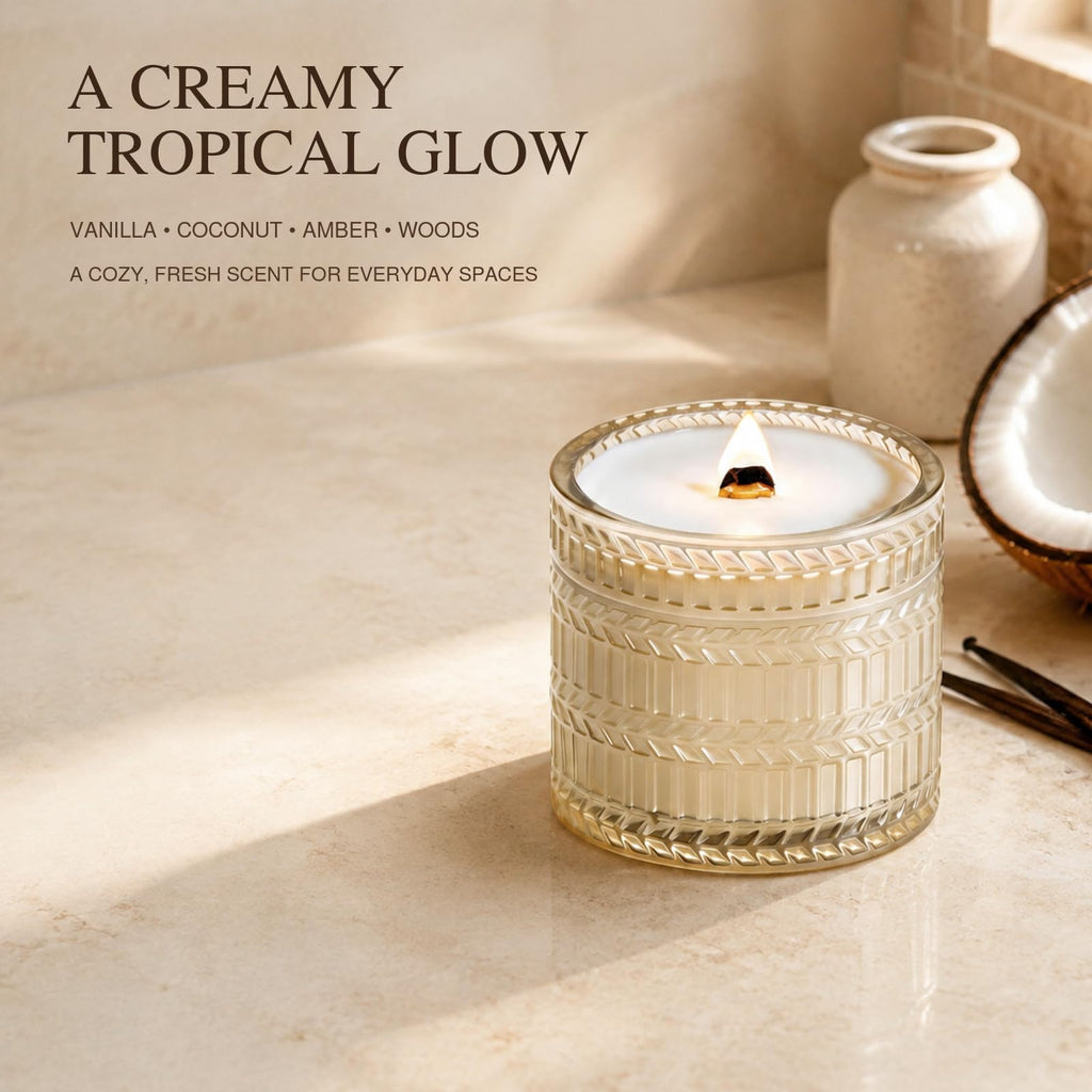Vanilla Coconut Wood Wick Candle 7.4 oz H602