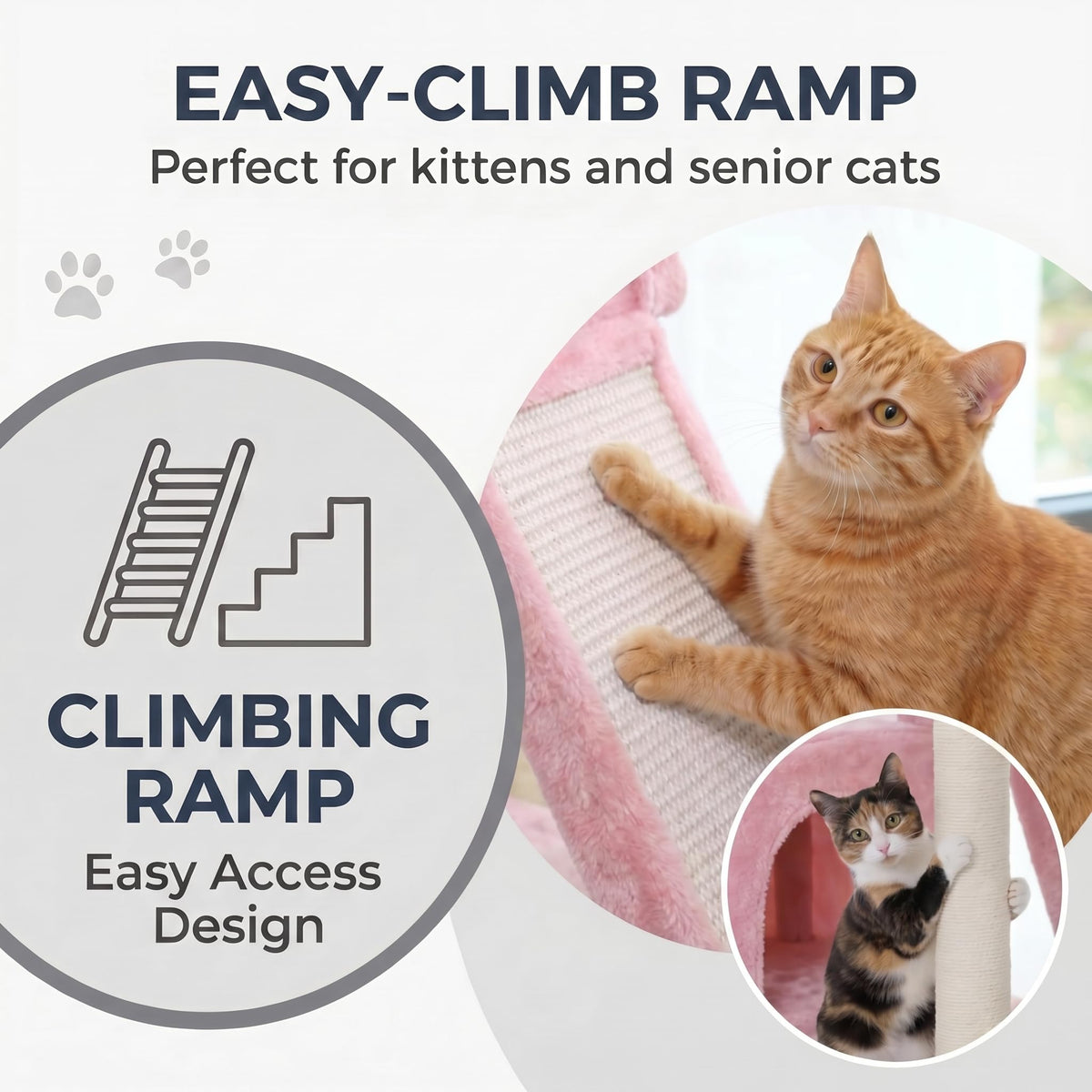 70 Inch Tall Multi-Level Cat Tree Tower with Scratching Posts, Hammock & Perches V963226