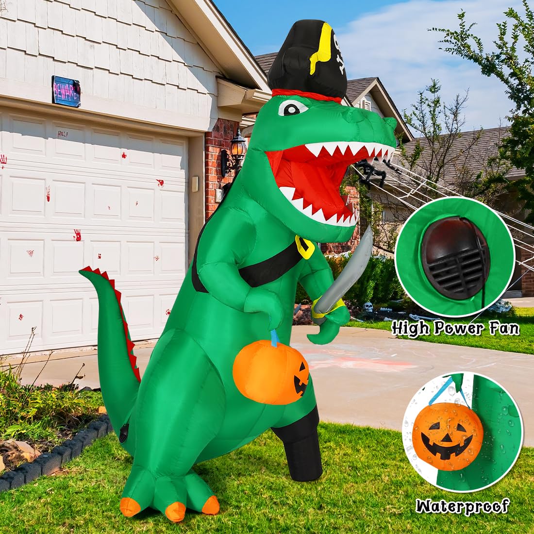 7 FT Halloween Inflatable Dinosaur with Built-in LEDs R8045