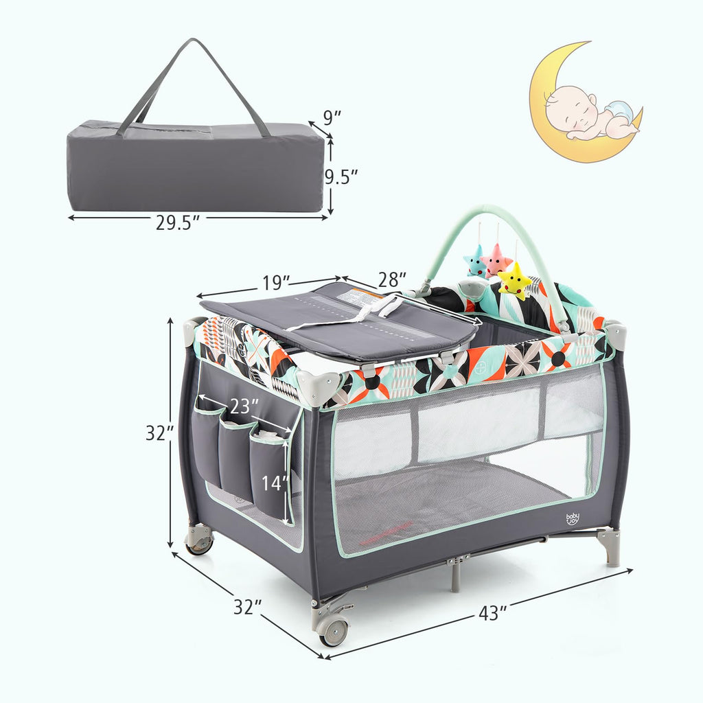 4 in 1 Portable Baby Crib Playpen with Bassinet S542