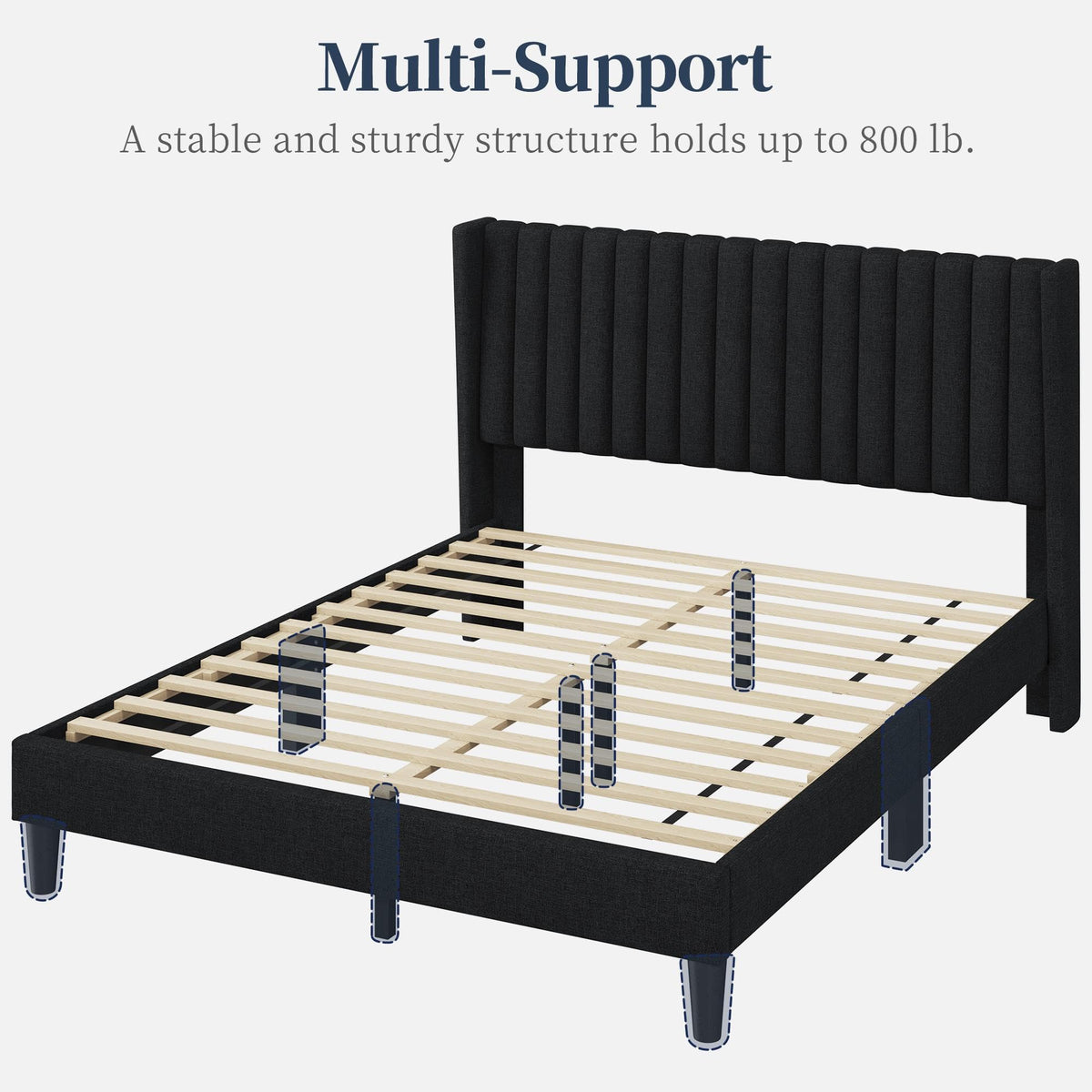 Black Queen Bed Frame with Headboard E743432