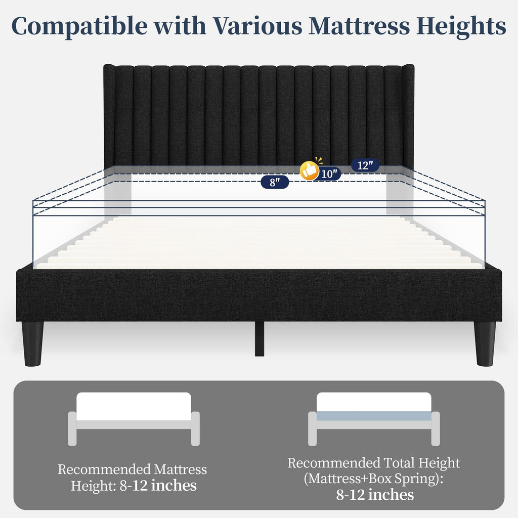 Black Queen Bed Frame with Headboard E743432