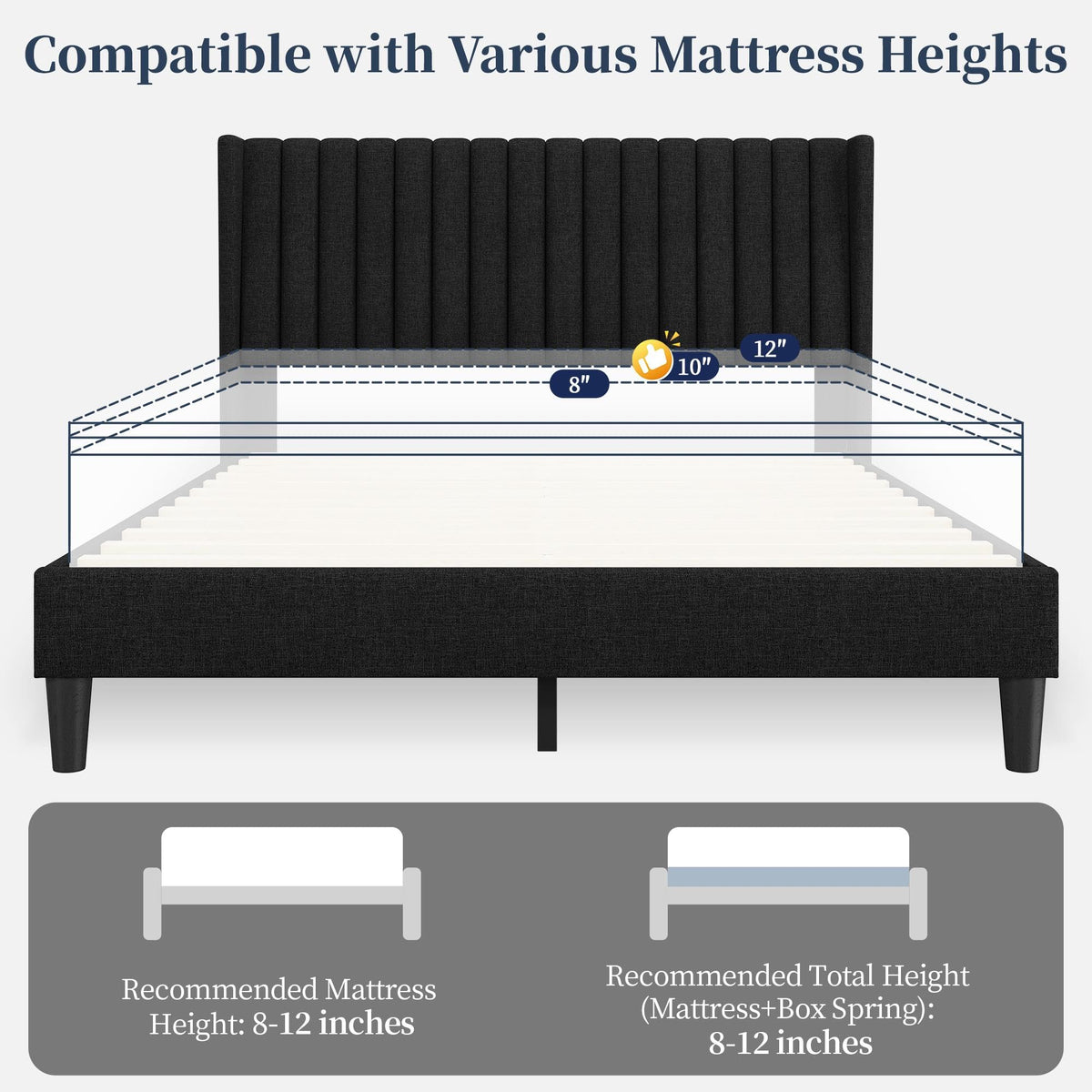 Black Queen Bed Frame with Headboard E743432