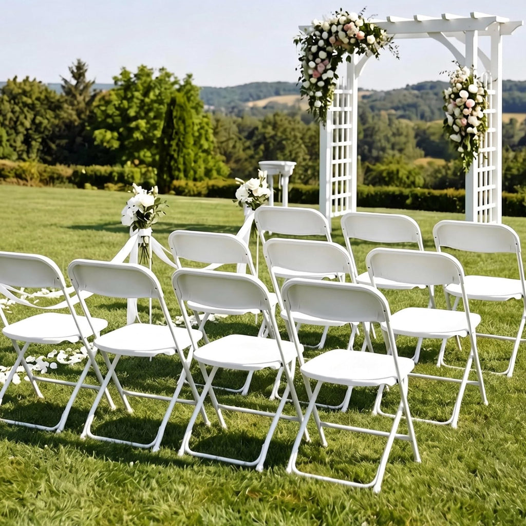 10 Pack White Plastic Folding Chair R750
