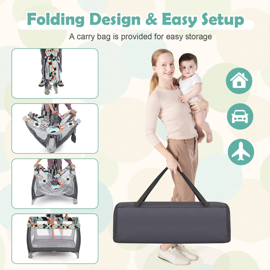 4 in 1 Portable Baby Crib Playpen with Bassinet S542