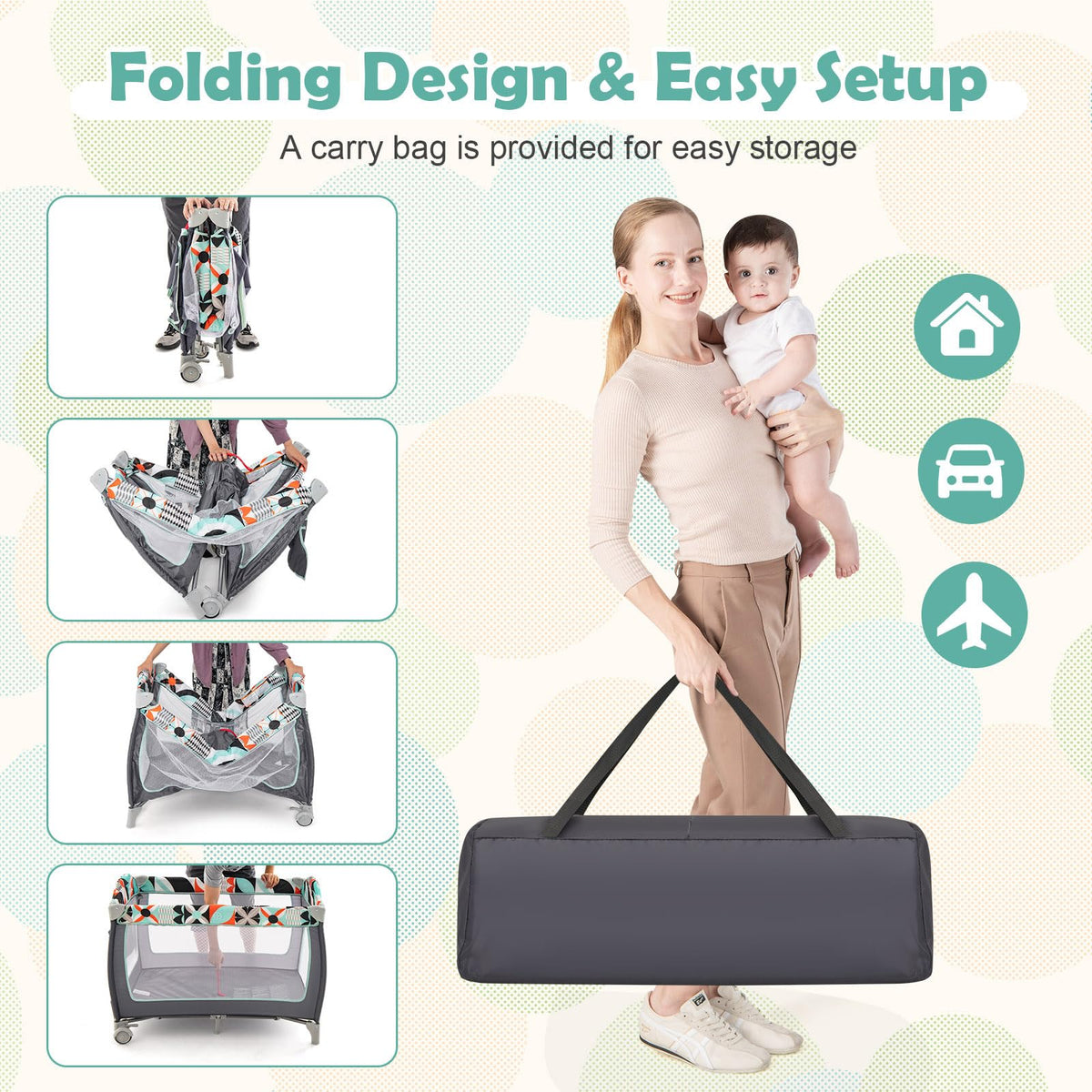 4 in 1 Portable Baby Crib Playpen with Bassinet S542