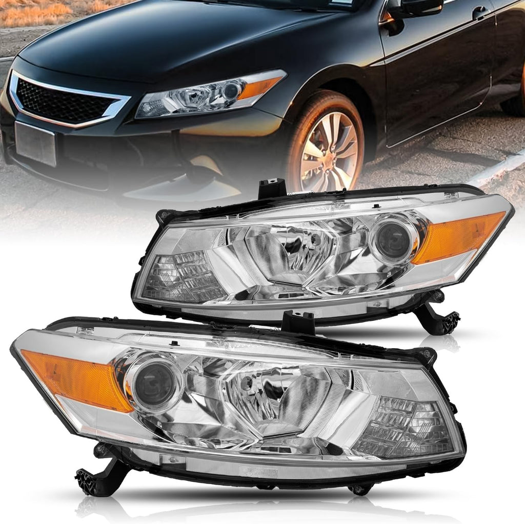 Headlight Assembly Replacement Chrome Housing with Amber Reflector E699
