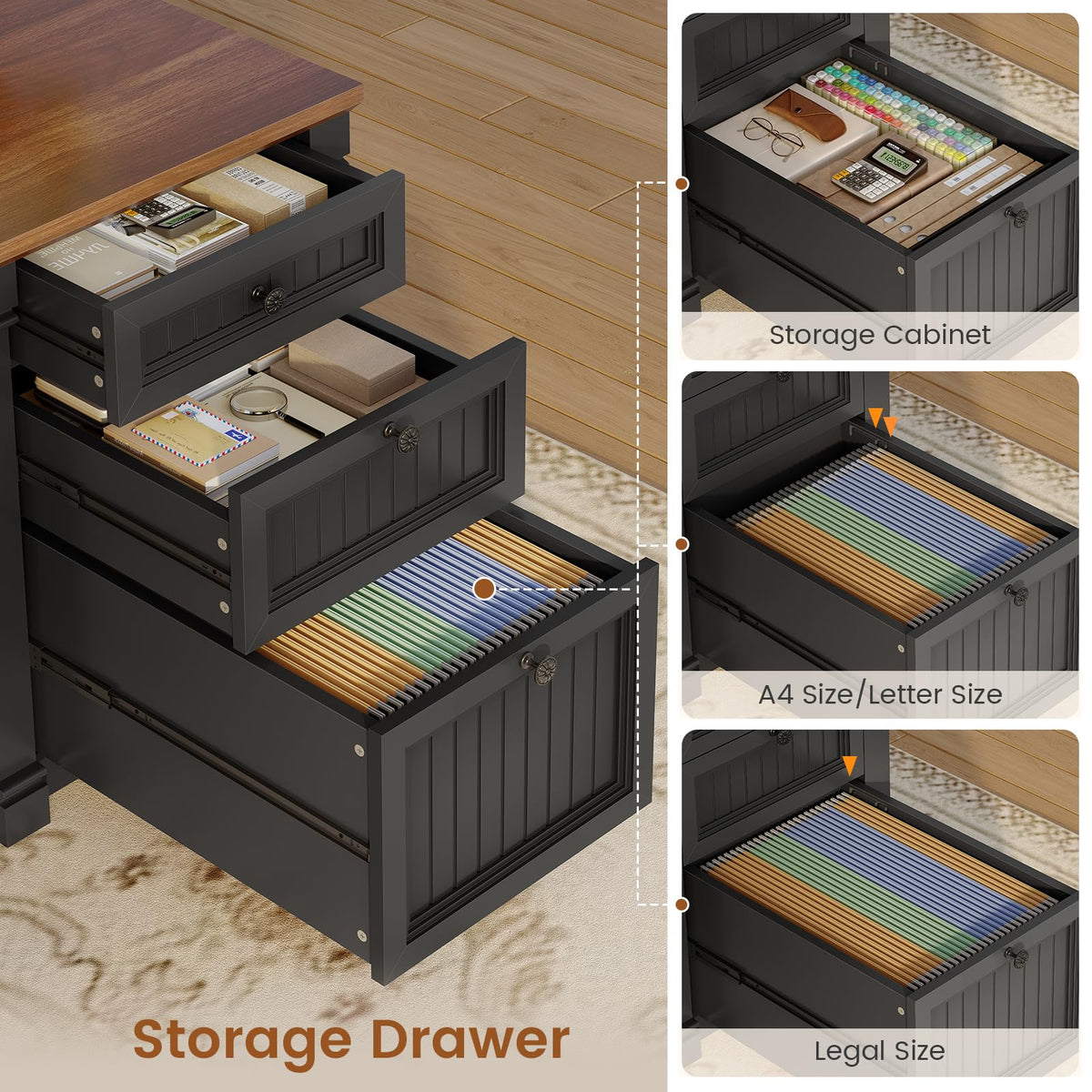 L Shaped Office Desk with 4 Drawers W1018