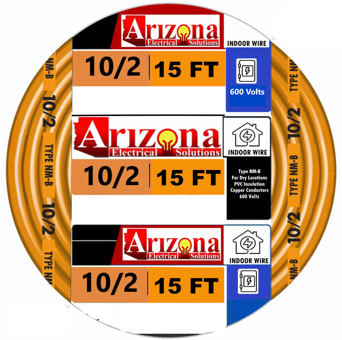 10/2 NM-B Indoor Copper Wire, 15 Feet, 600V U44563