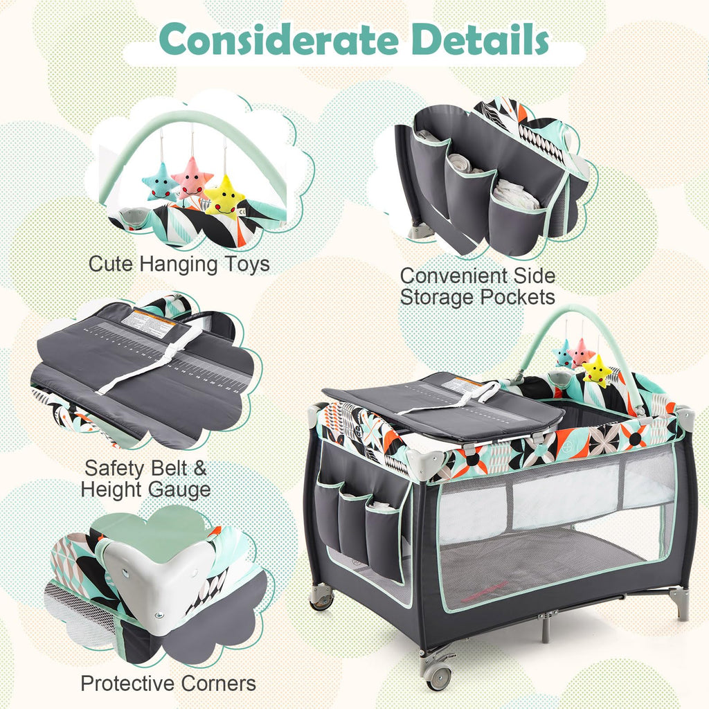 4 in 1 Portable Baby Crib Playpen with Bassinet S542
