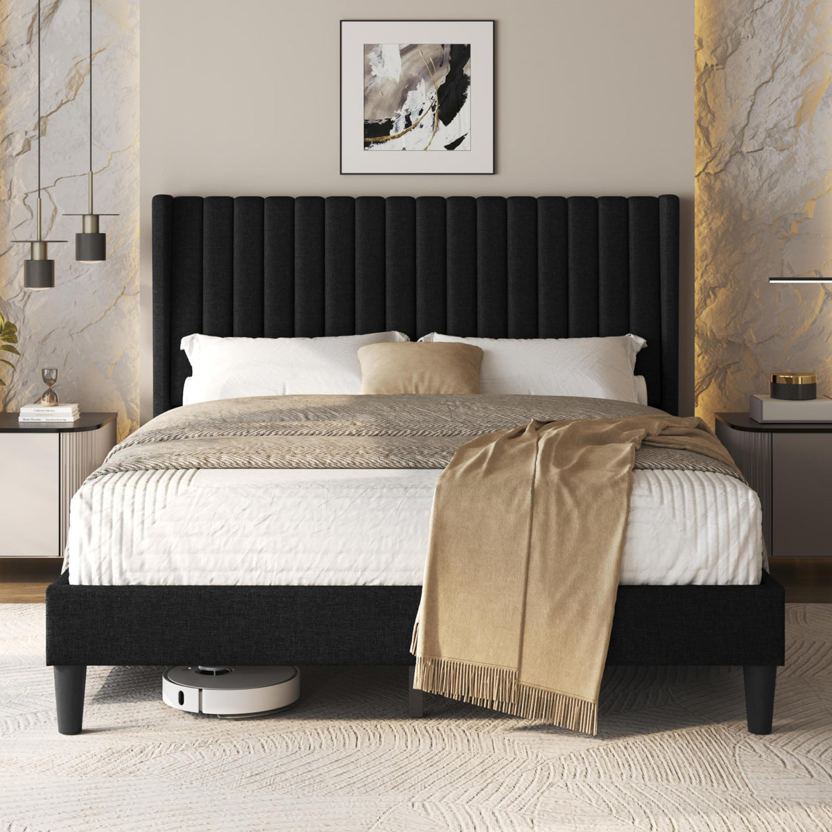 Black Queen Bed Frame with Headboard E743432