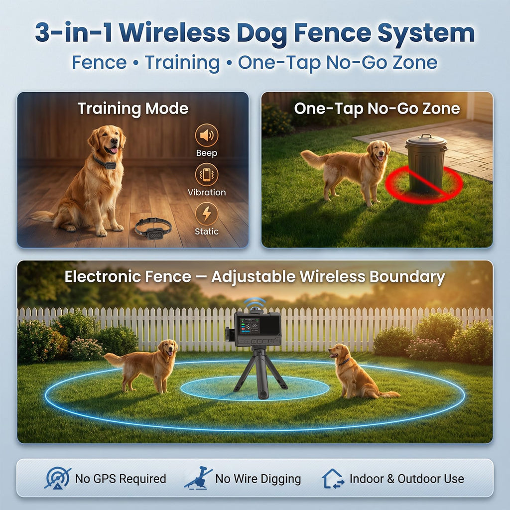 Wireless Dog Fence with Waterproof Collar, Up to 1 Acre V157797