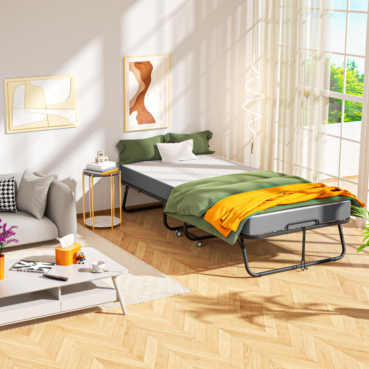 Folding Bed with 5-inch Memory Foam Mattress S568755