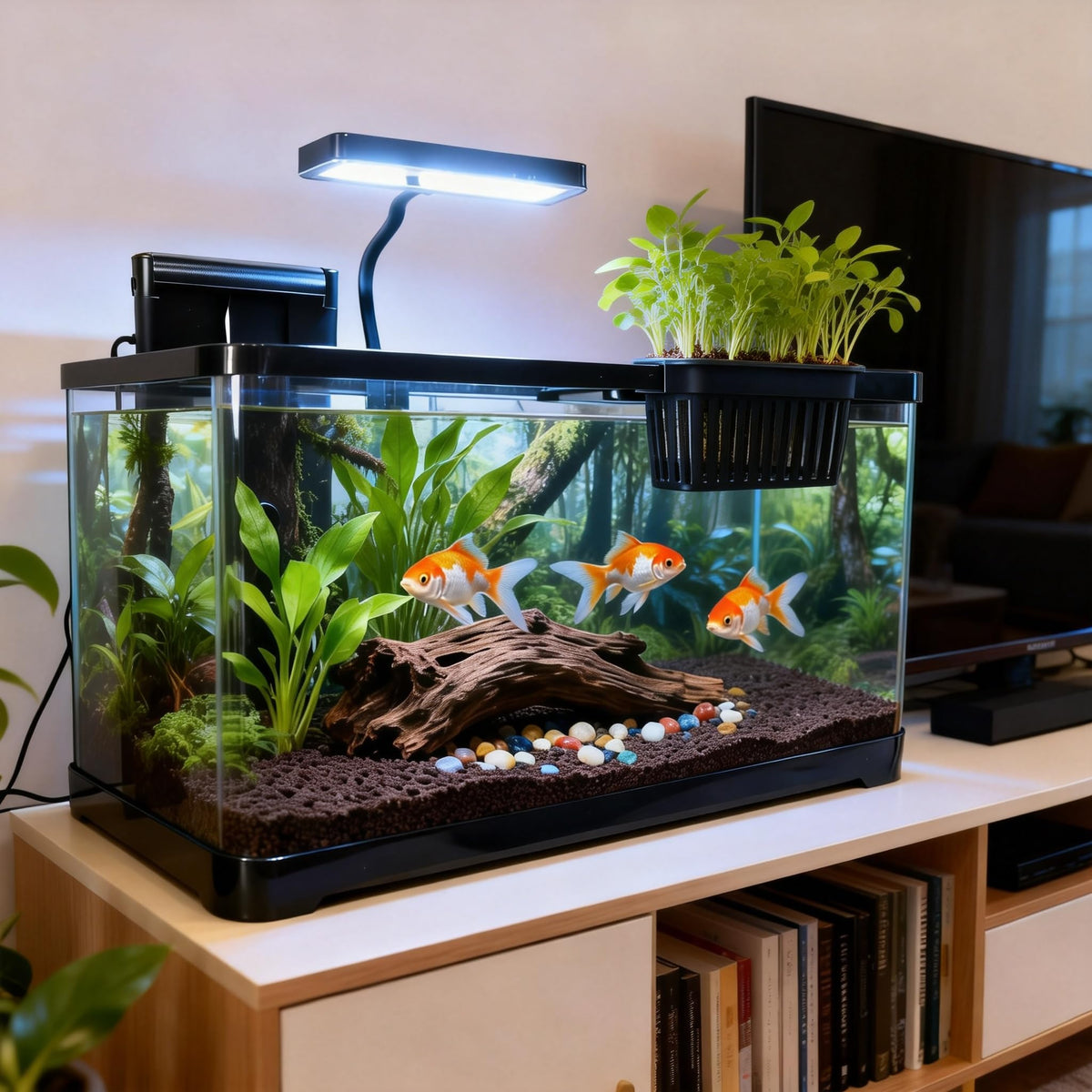 5 Gallon Plastic Aquarium Starter Kit with Filter and LED Light N555