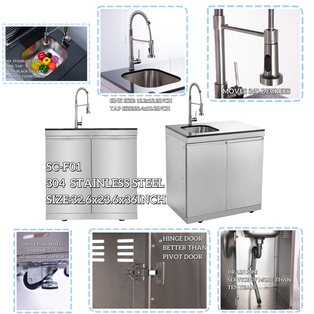 98 Inches 4-Burner Propane Stainless Steel Outdoor Kitchen Island with Refrigerator and Sink D107076