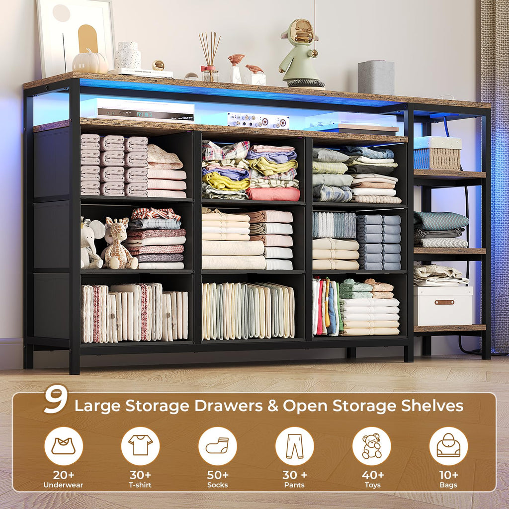 LED TV Stand Dresser with 9 Drawers Y673