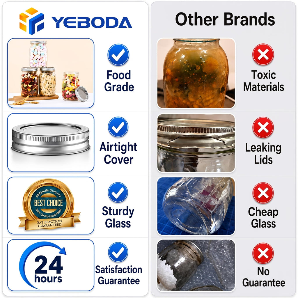 16 oz Clear Glass Mason Jars with Lids and Bands, 12 Pack C6657