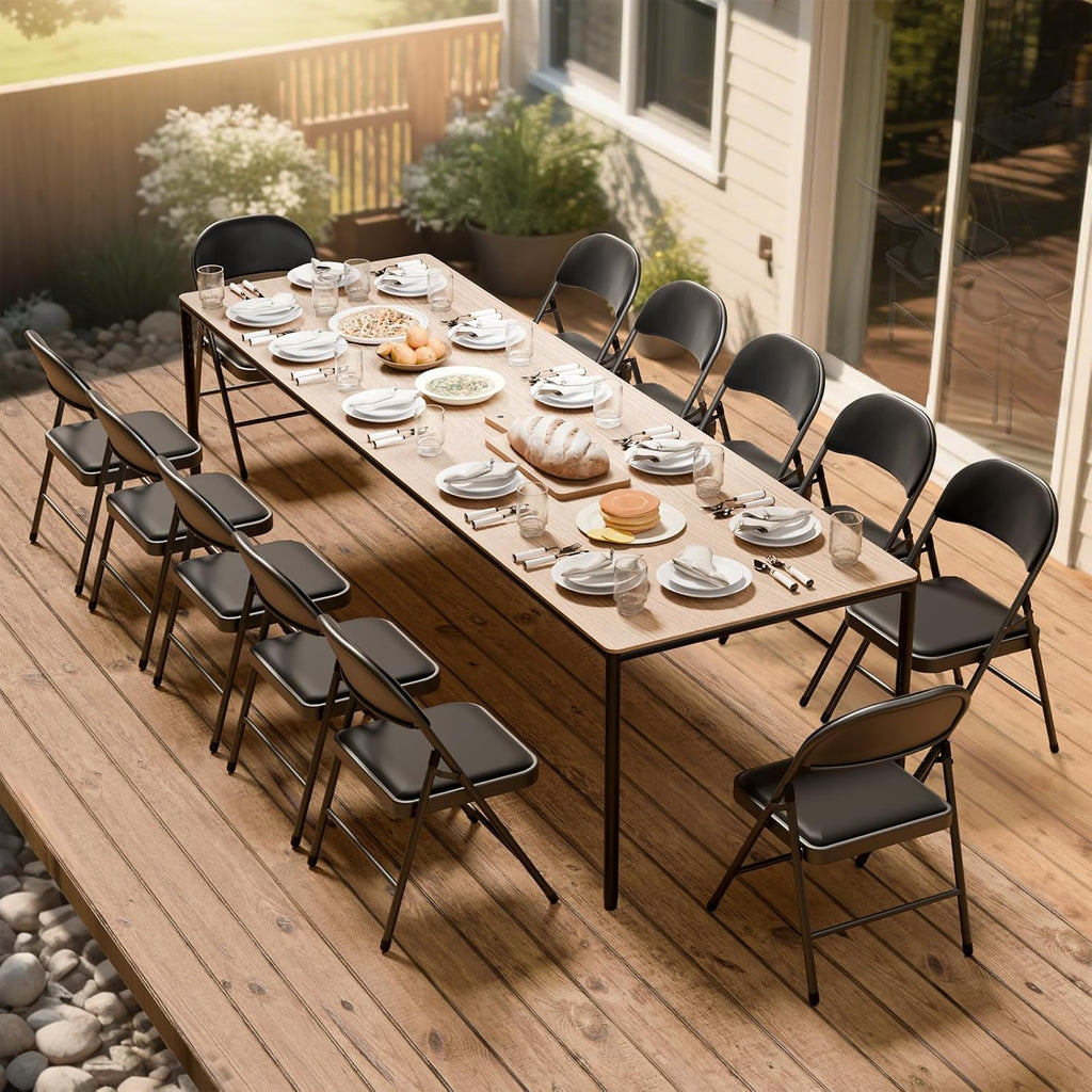 Black Folding Chairs with Padded Cushion, 10 Pack Z655