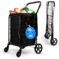 Large Folding Utility Shopping Cart with Removable Liner, 110 lb Capacity, Black K448