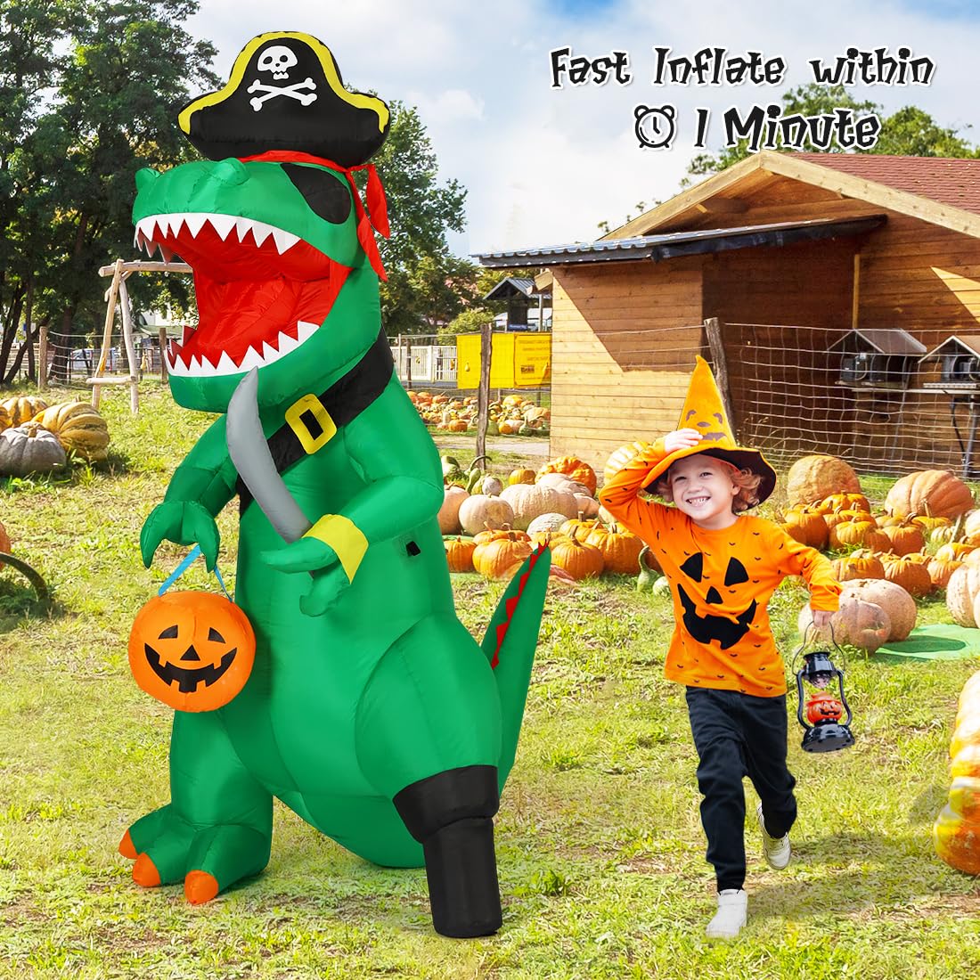 7 FT Halloween Inflatable Dinosaur with Built-in LEDs R8045