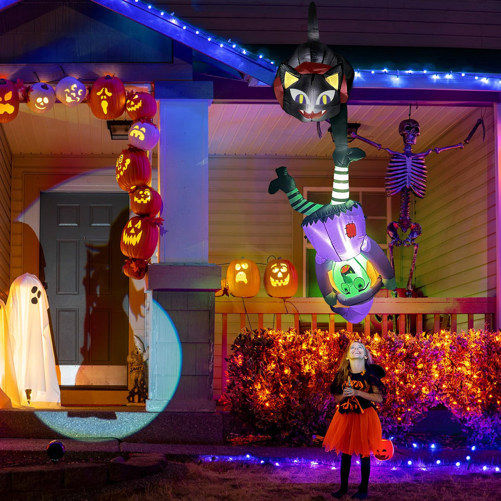 8FT Inflatable Witch Cat Halloween Outdoor Decorations X983