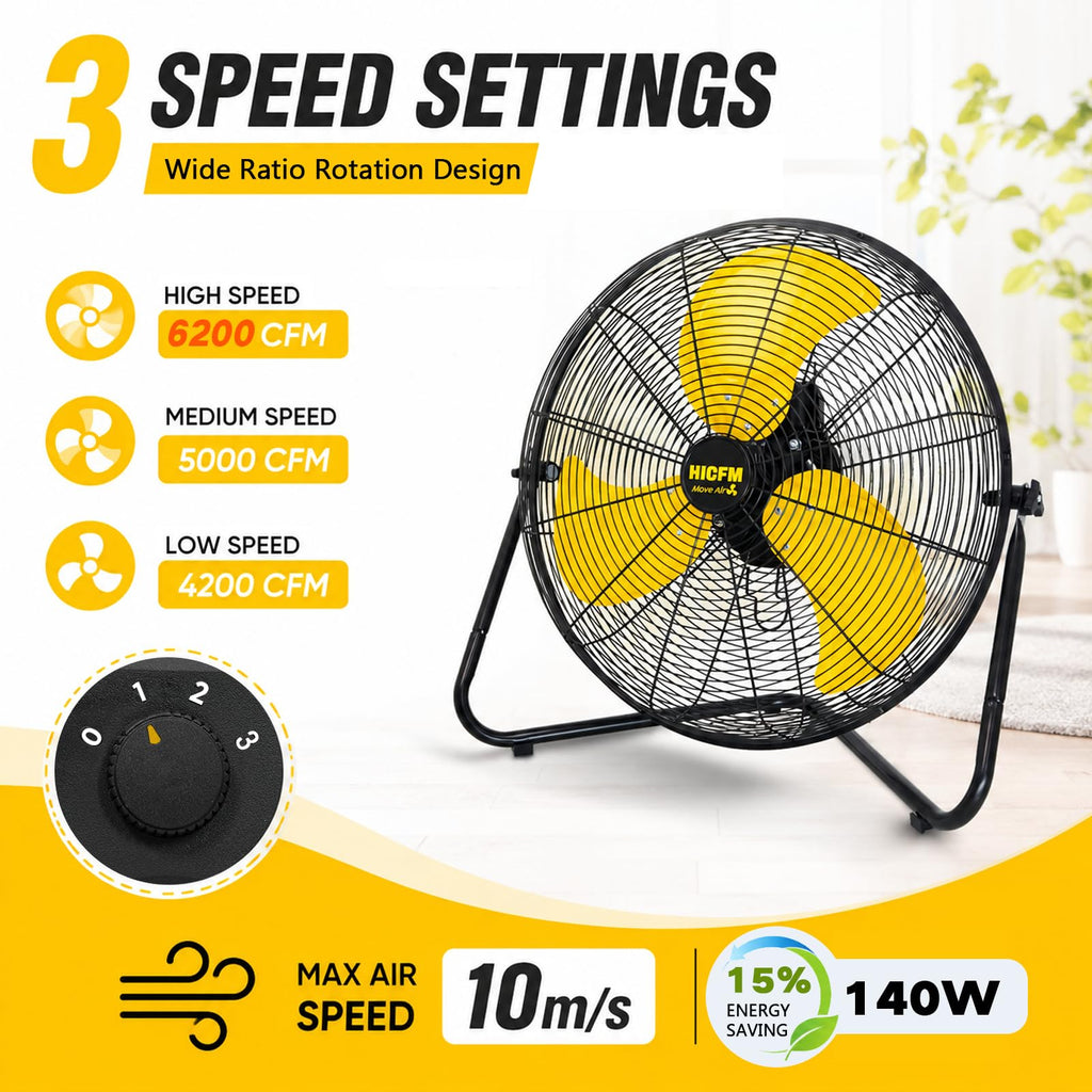 20" 6200 CFM High Velocity Metal Floor Fan A6048
