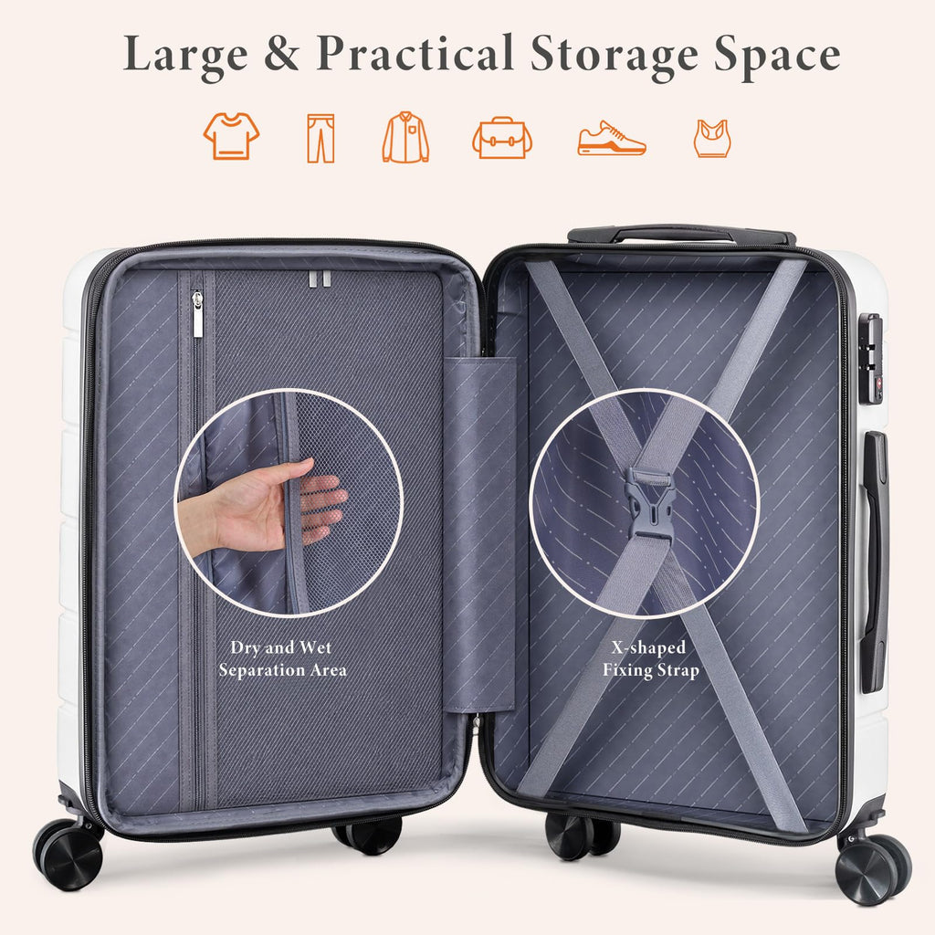 20 Inch Carry On Luggage with Spinner Wheels W537145