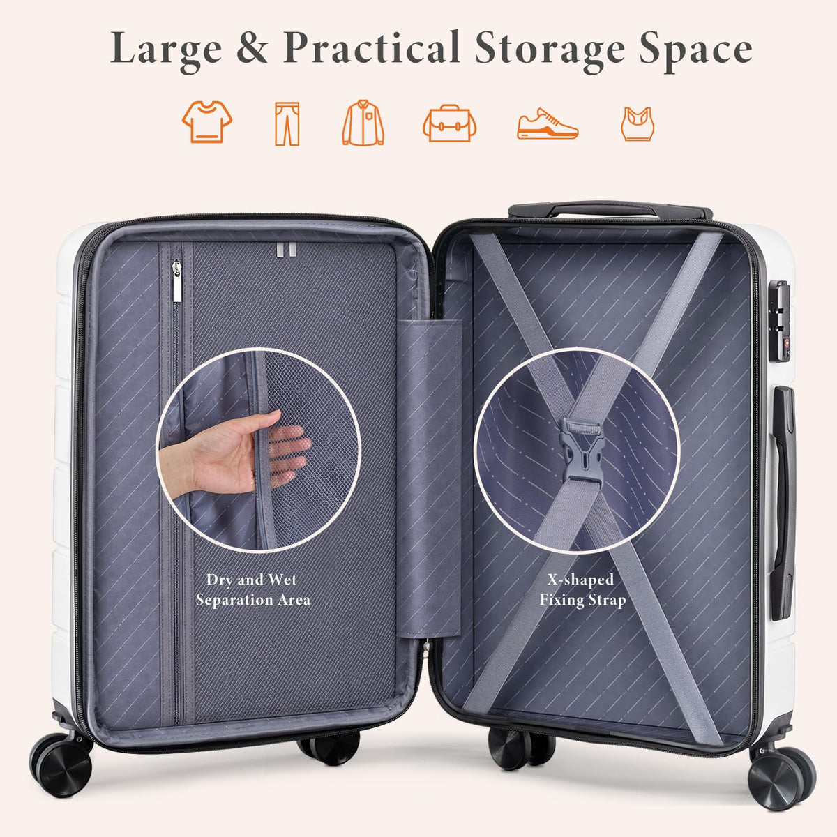 20 Inch Carry On Luggage with Spinner Wheels W537145