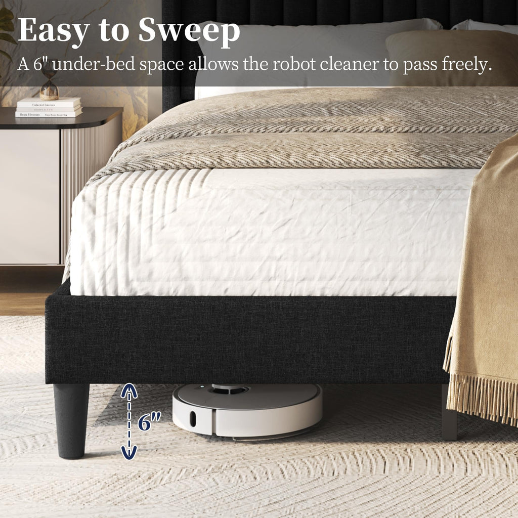 Black Queen Bed Frame with Headboard E743432