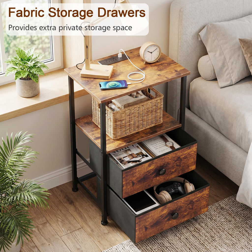Nightstands Set of 2 with Charging Station V723351