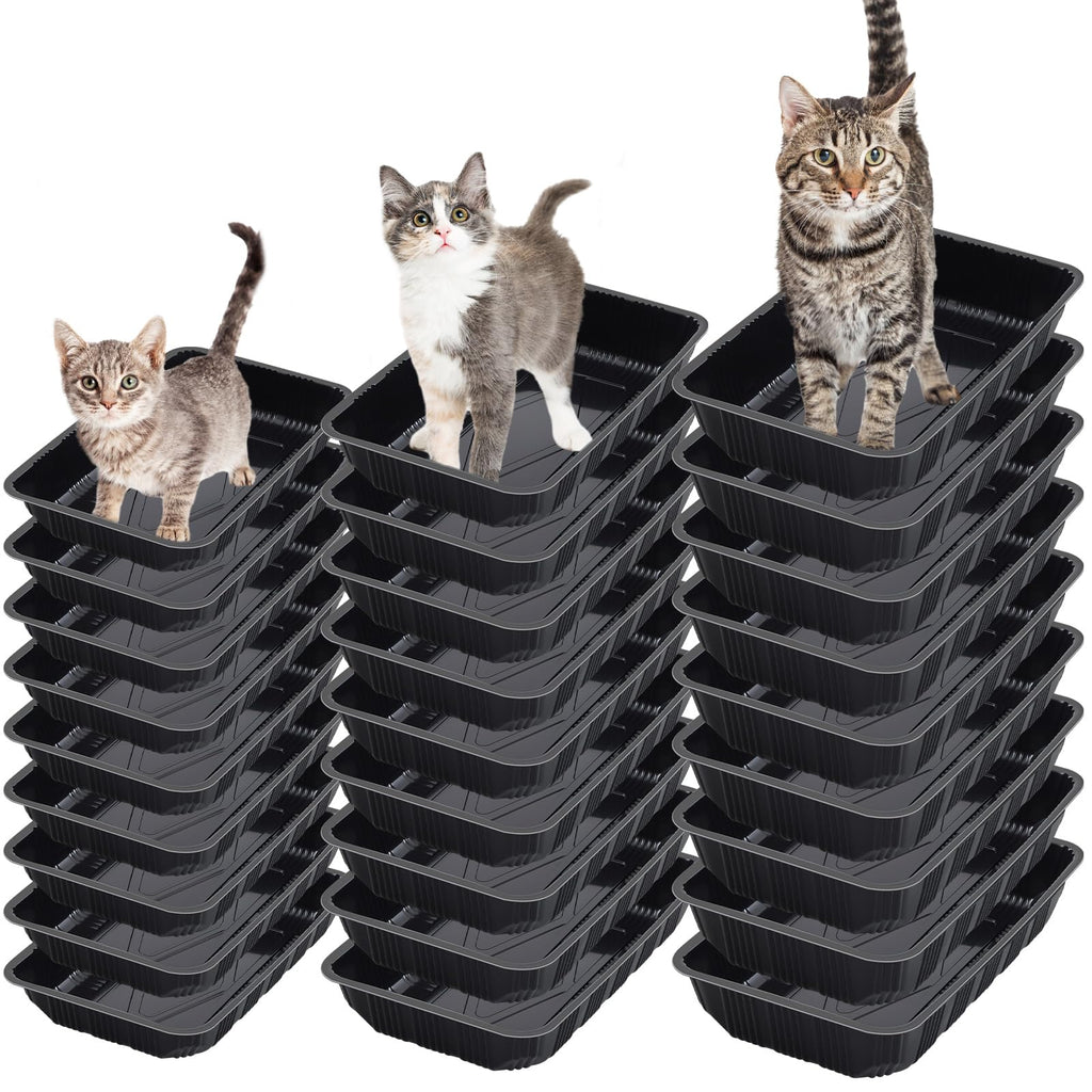30 Pcs Disposable Plastic Cat Litter Trays 3 Sizes Black H117026