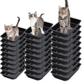 30 Pcs Disposable Plastic Cat Litter Trays 3 Sizes Black H117026