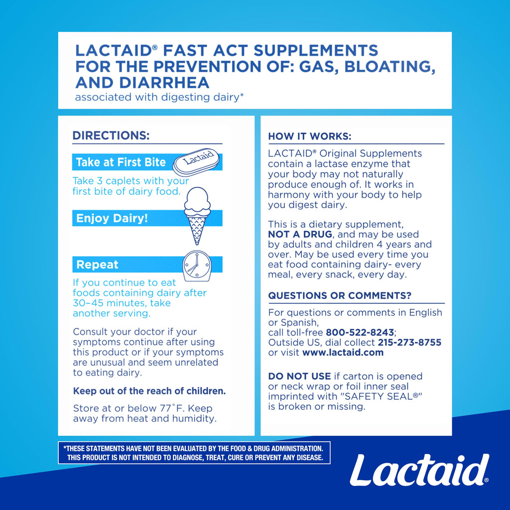 Lactose Intolerance Caplets 120 Ct E6454