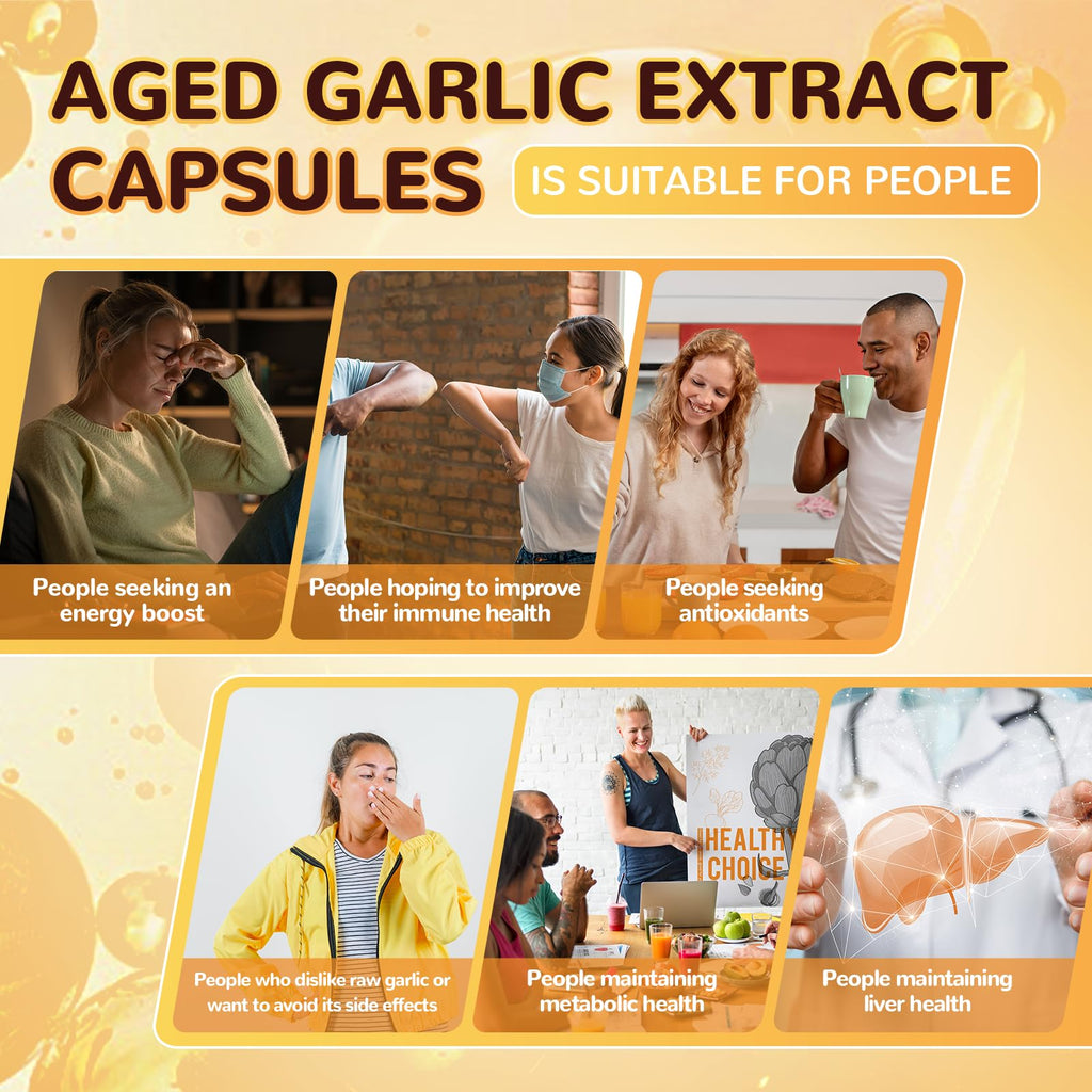Odorless Aged Garlic Extract Capsules with Magnesium, Zinc, Vitamin B, 300 Softgels B537