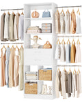 Small Closet System with 2 Wooden Drawers & 5 Hanging Rods, White O81082