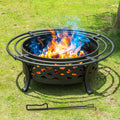 36 Inch Outdoor Fire Pit with Spark Screen Black P39038