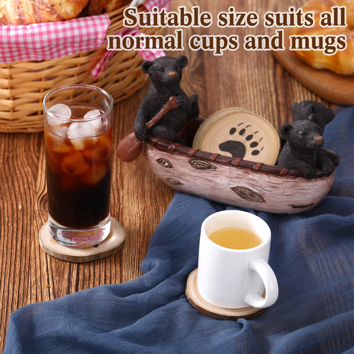 Black Bear Coaster Set with Canoe Holder F764409