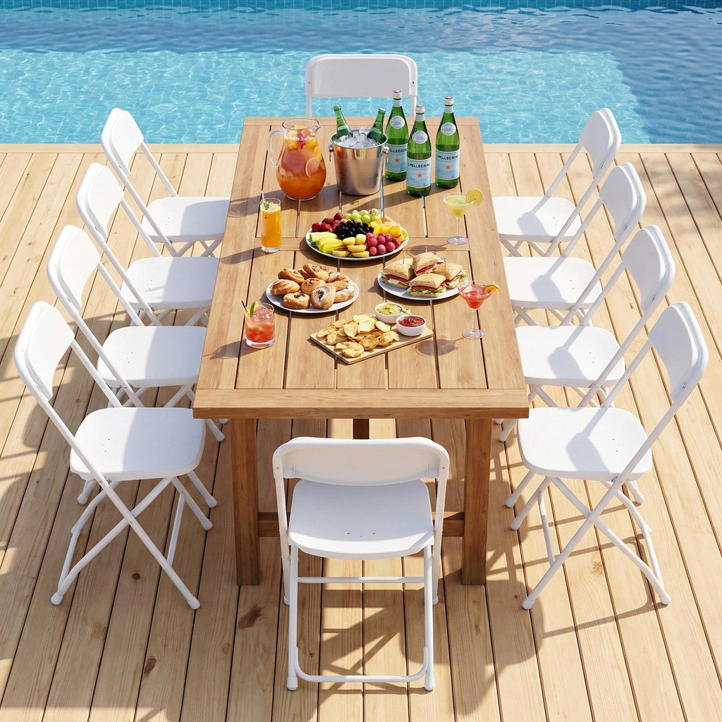 10 Pack White Plastic Folding Chair R750