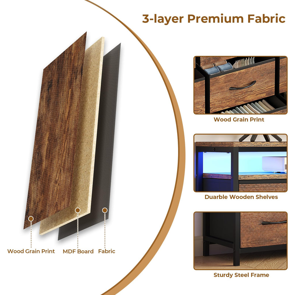 LED TV Stand Dresser with 9 Drawers Y673