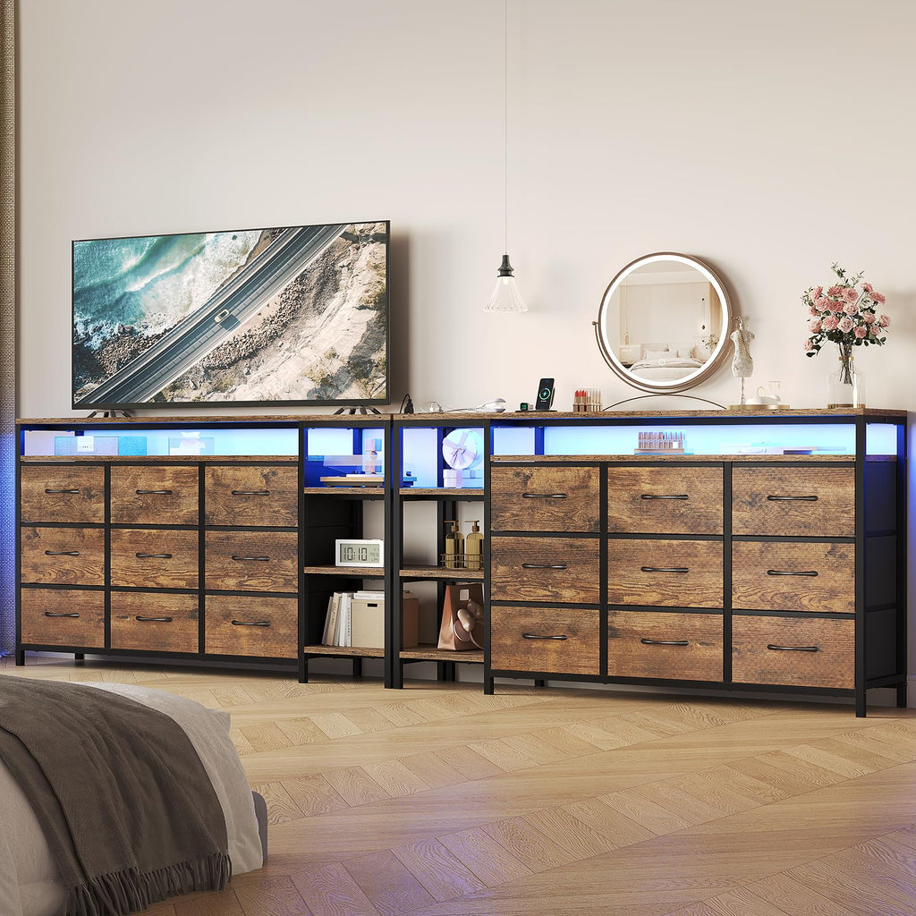 LED TV Stand Dresser with 9 Drawers Y673