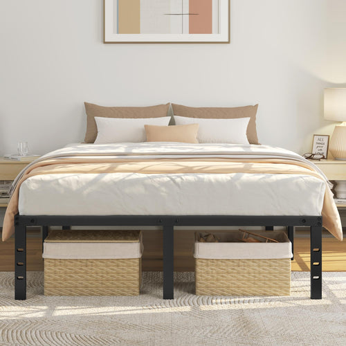 14 Inch Queen Size Black Metal Platform Bed Frame V6212