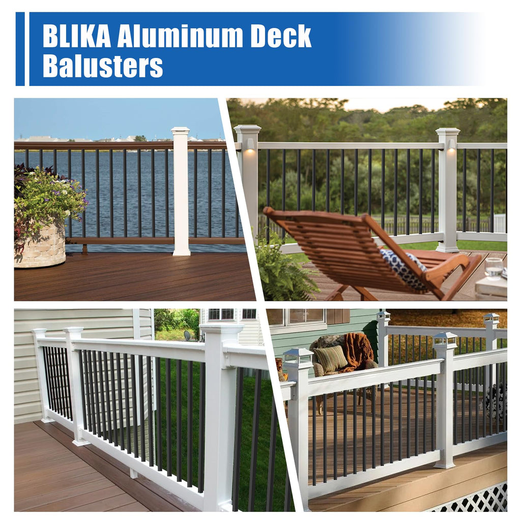100 Pack 26" Square Black Aluminum Deck Balusters Z42310