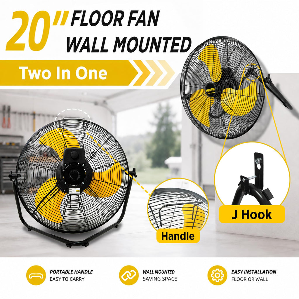 20" 6200 CFM High Velocity Metal Floor Fan A6048
