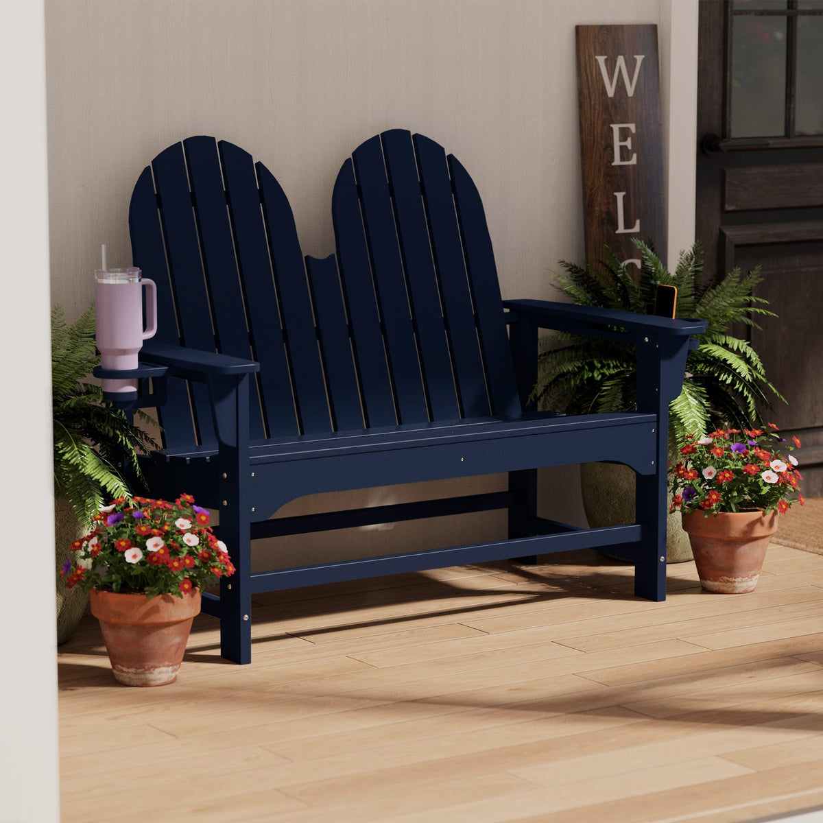 Navy Blue HDPE Adirondack Bench X66603