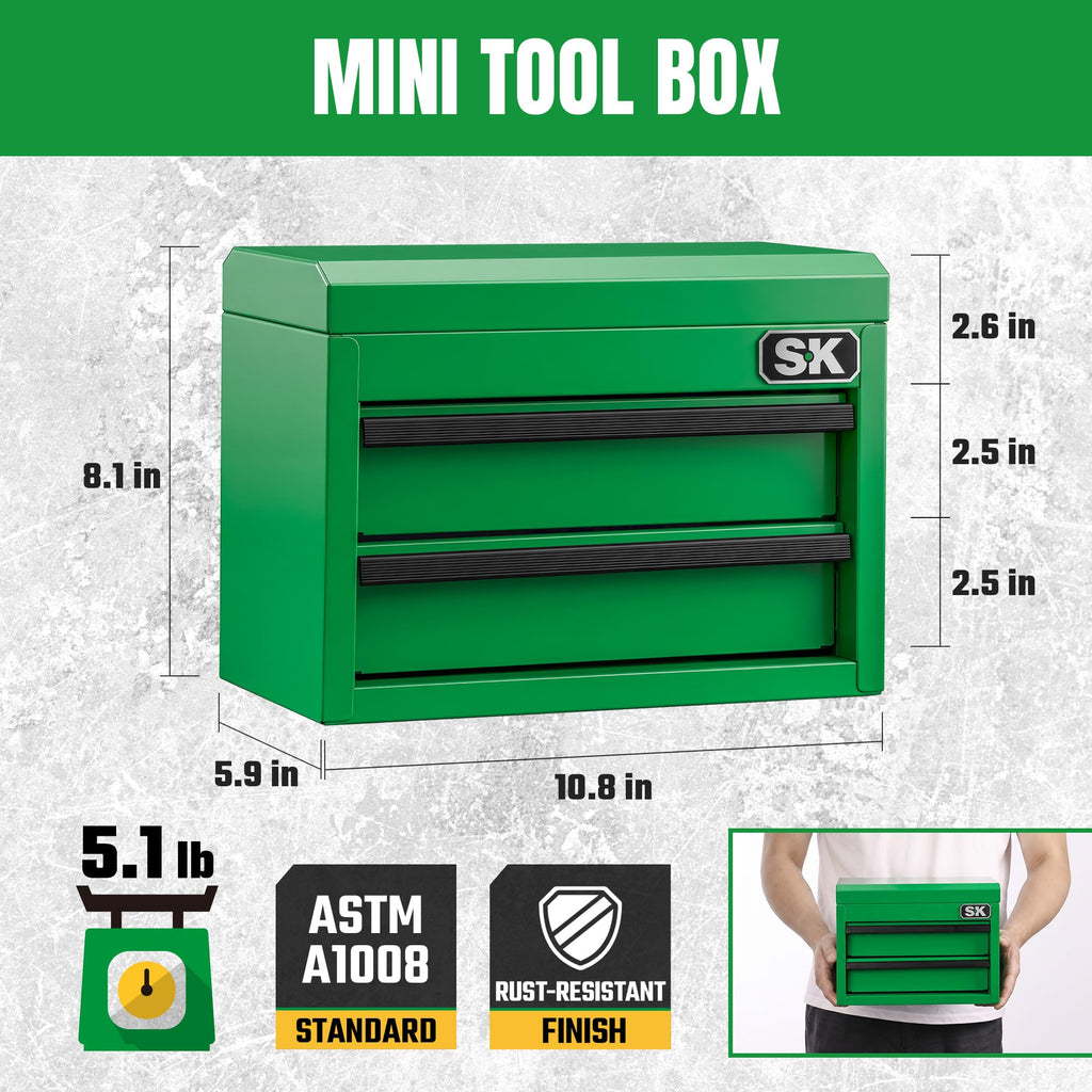 Mini Metal Tool Box with 2 Drawers J320