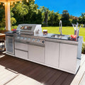 98 Inches 4-Burner Propane Stainless Steel Outdoor Kitchen Island with Refrigerator and Sink D107076